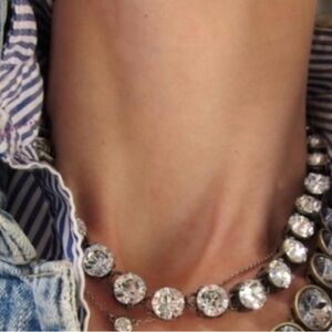 J.CREW Brass Plated Clear Crystal Necklace 18"